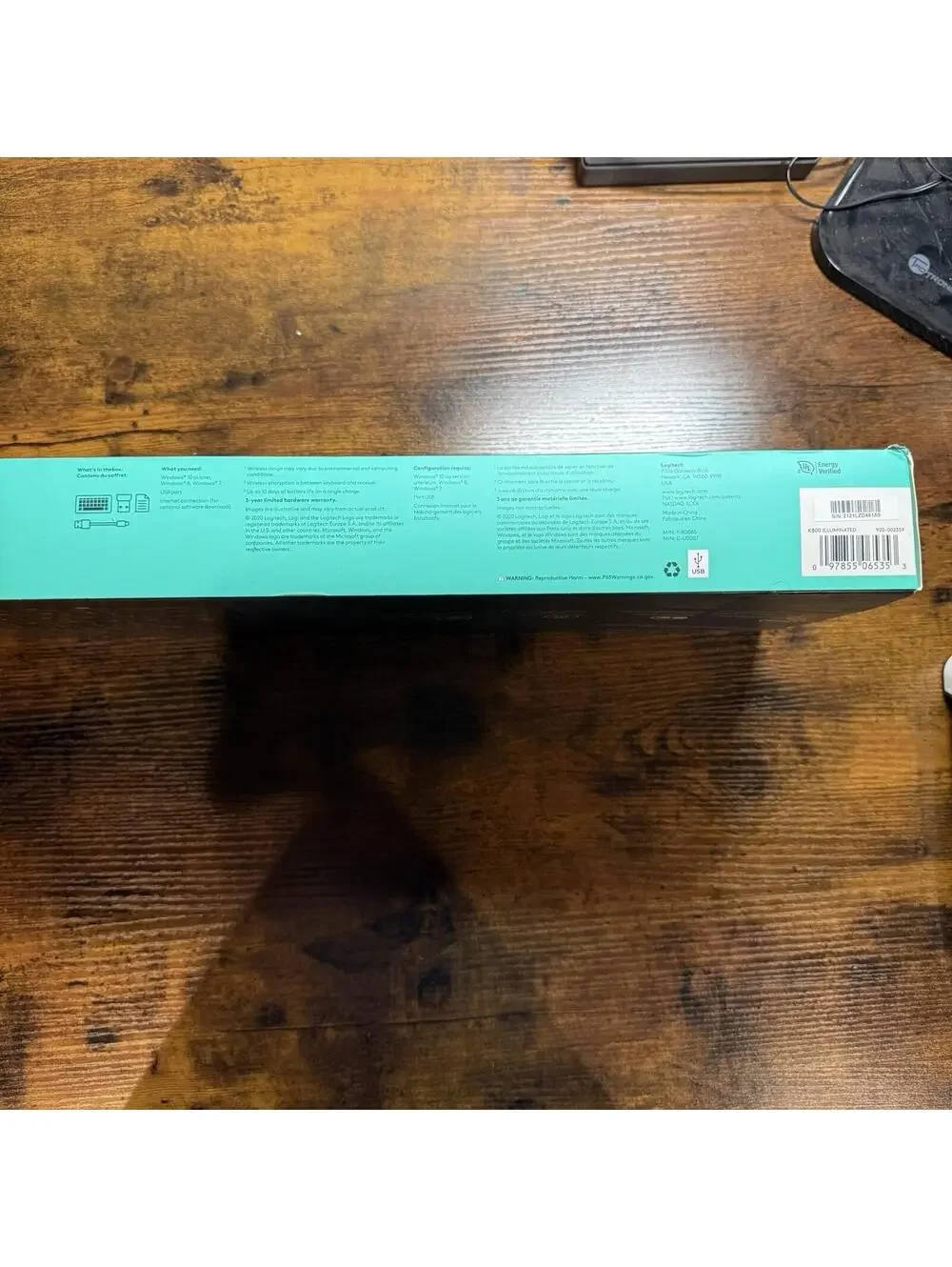 Logitech K800 Illuminated Wireless Keyboard w/ dongle, cable, box - Excellent